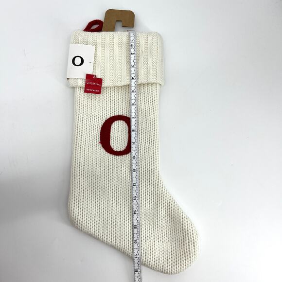 Wondershop Large Cream Knit Sweater Lined Christmas Stocking Letter O NEW - Picture 3 of 4